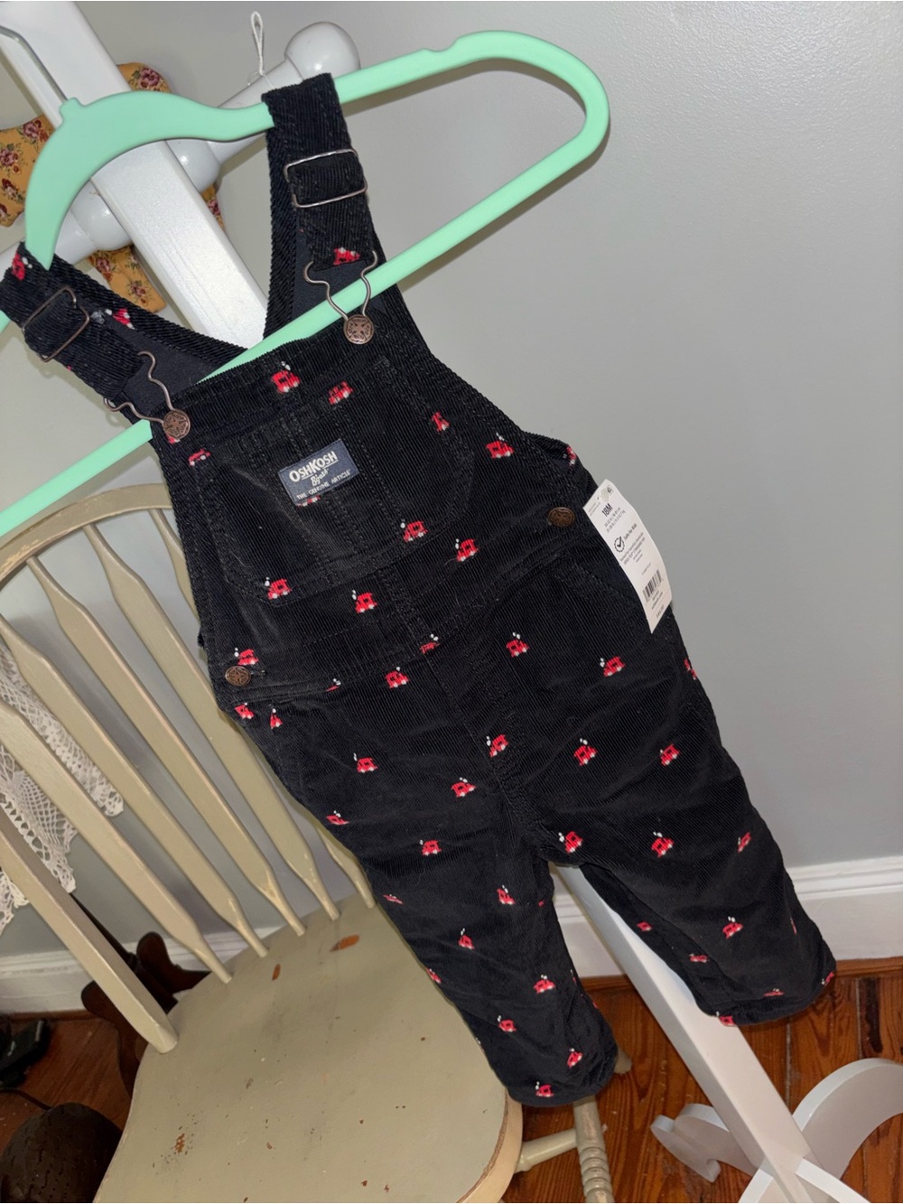 OshKosh B'gosh 18mos NWT  Corduroy Kids Overalls with Red Car Embroidery